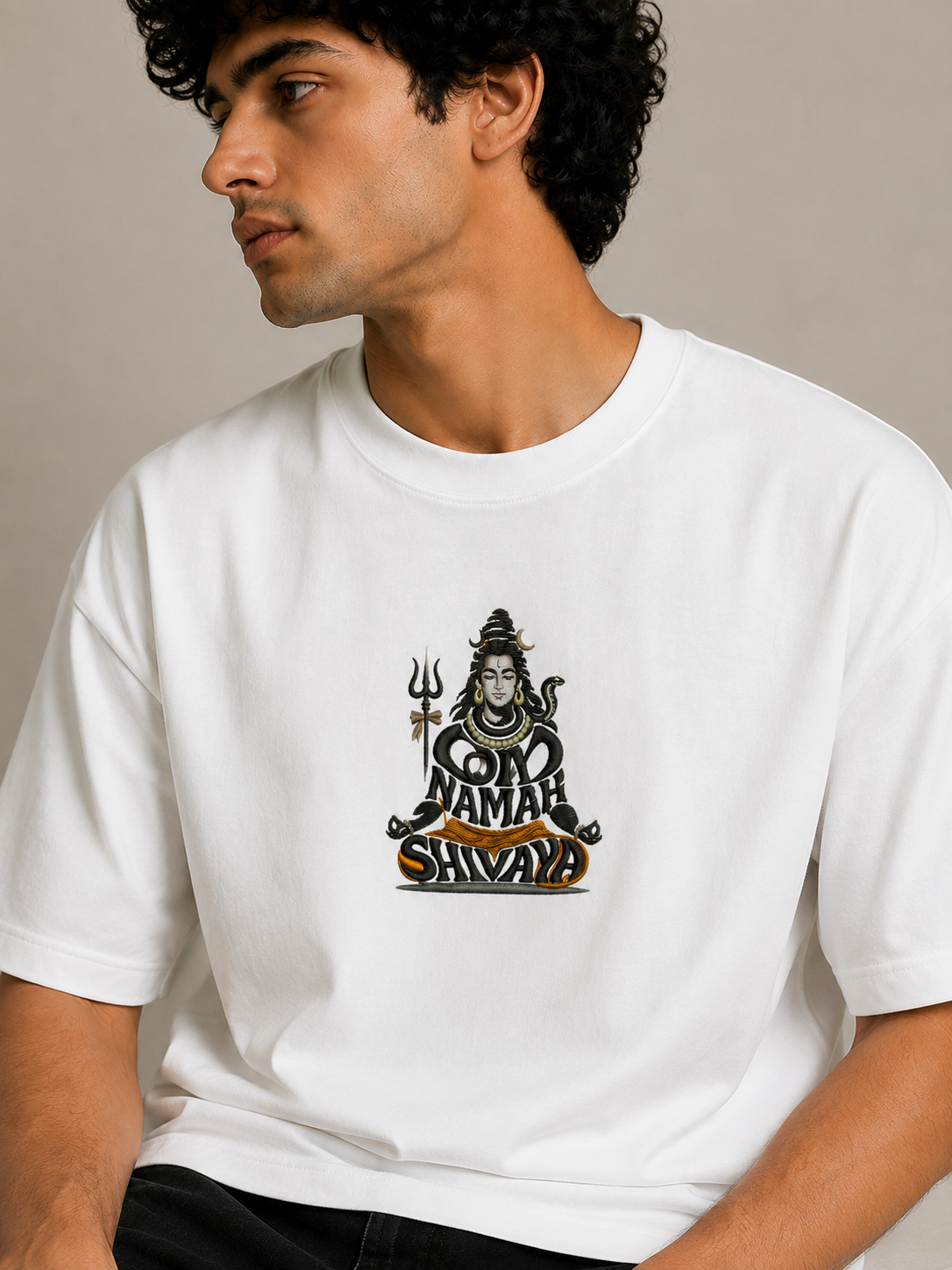 Om Namah Shivaya Premium Embroidered Tee